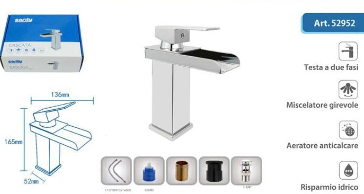 Miscelatore lavabo cascata