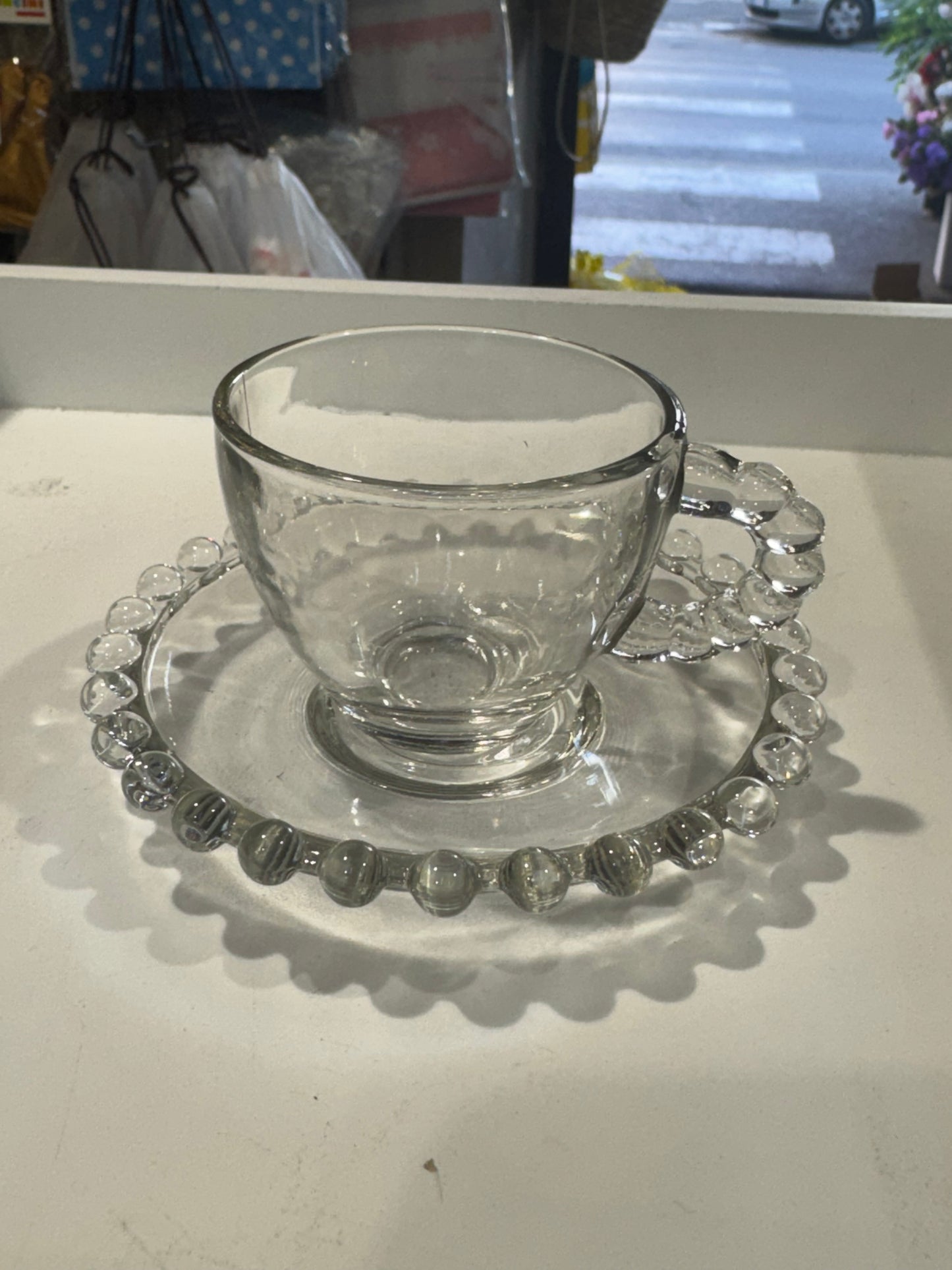 Tazza caffè in vetro con piattino
