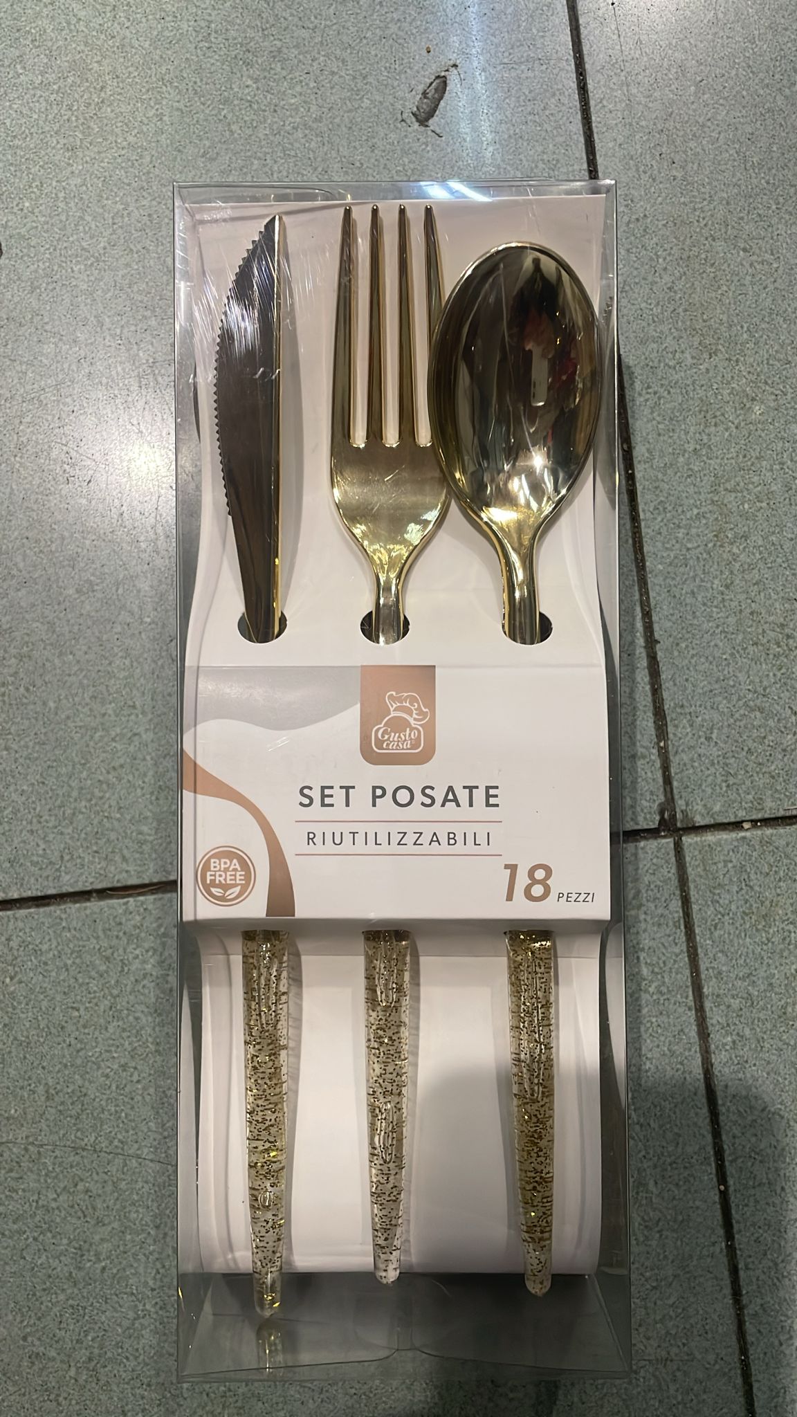 Set 18 posate in plastica riutilizzabili