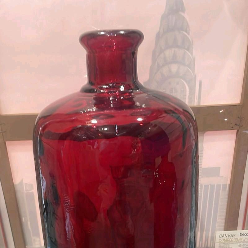 Vaso martellato rosso in vetro in 2 misure