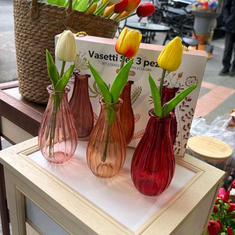 Vasi in vetro set da 3 pezzi 14 cm esclusi di fiori