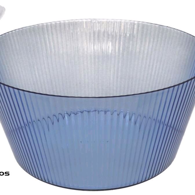 Set 2 Insalatiere in Plastica Trasparente con Design a Righe per Servizio di Insalate e Frutta