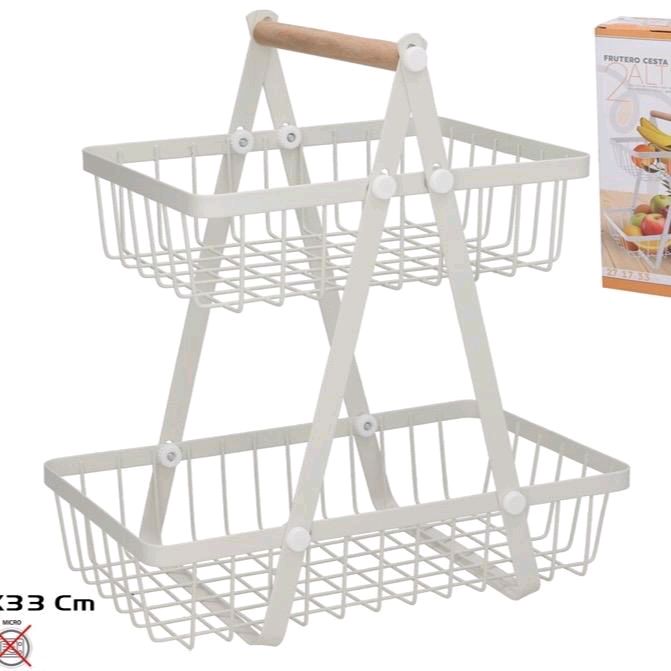 Cesto portafrutta 2 altezze 30x18x32 acciaio smaltato
