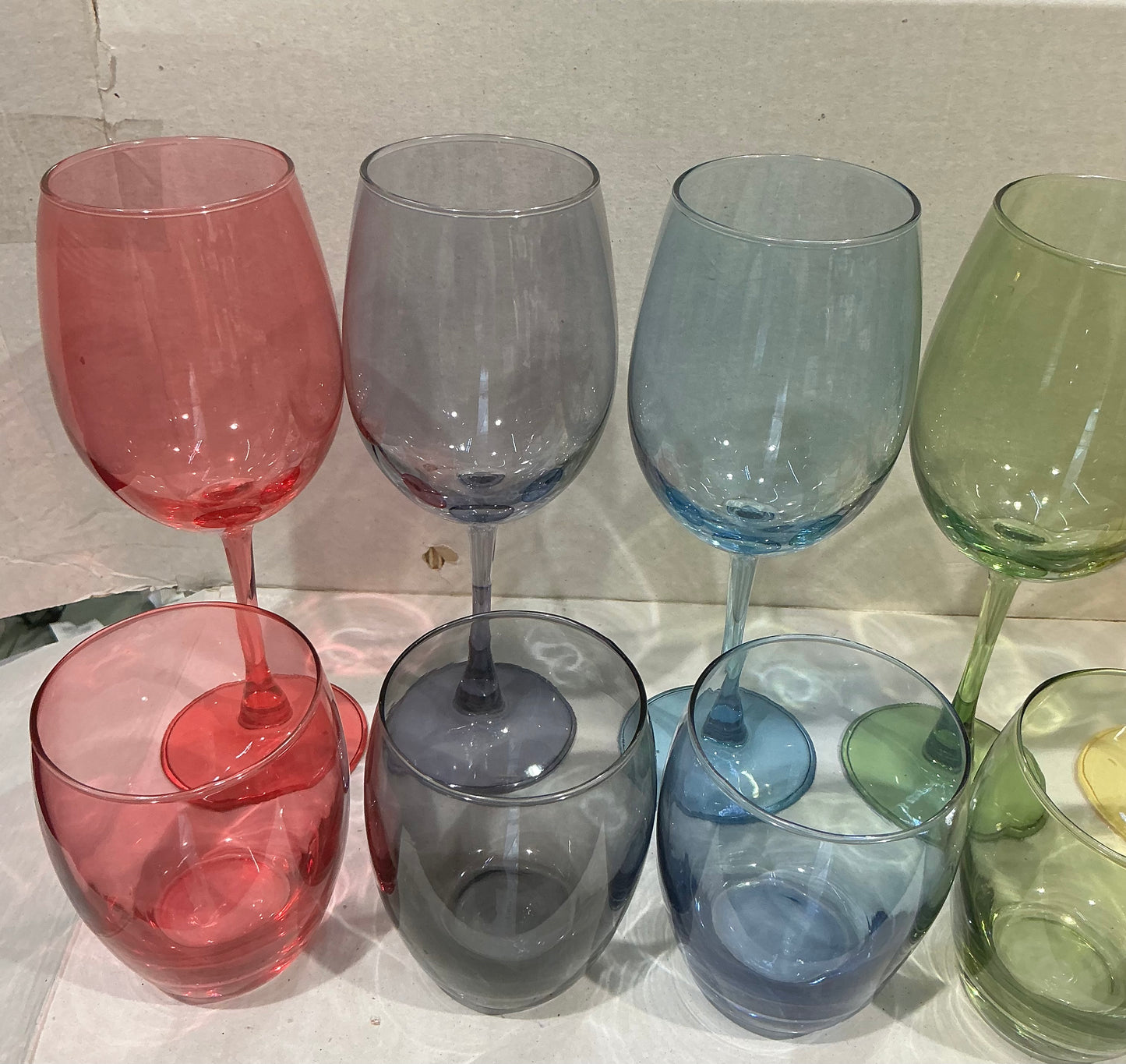 Set 12 bicchieri in vetro di cui 6 calici e 6 bicchieri acqua