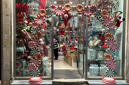 Struttura ad arco in metallo candy cane