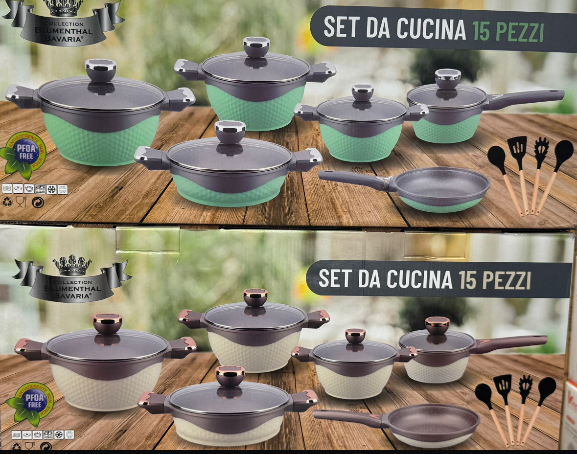 Batteria di pentole 15 pezzi