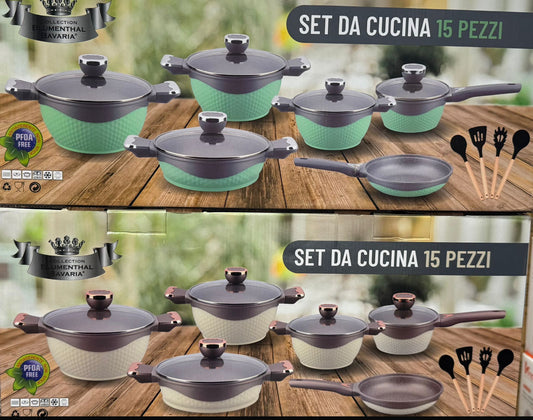 Batteria di pentole 15 pezzi