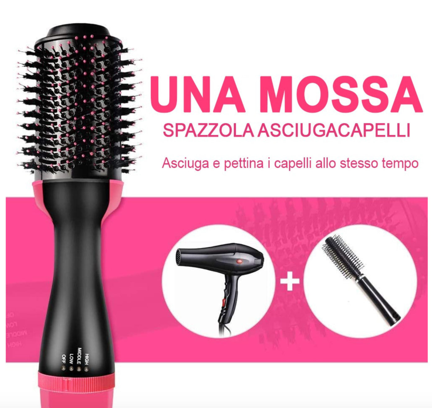 Asciugacapelli con spazzola integrata