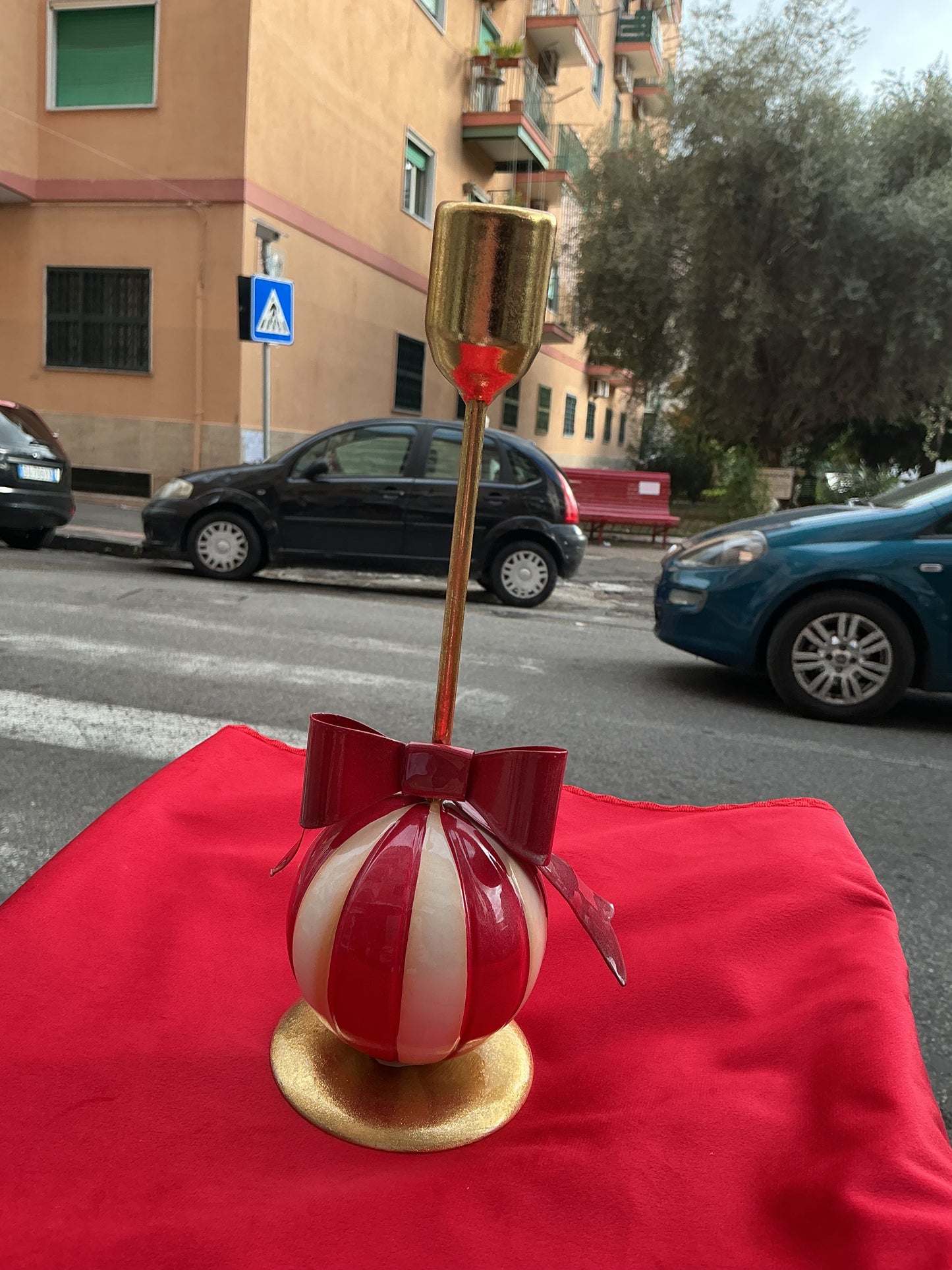Porta candela ball fiocco