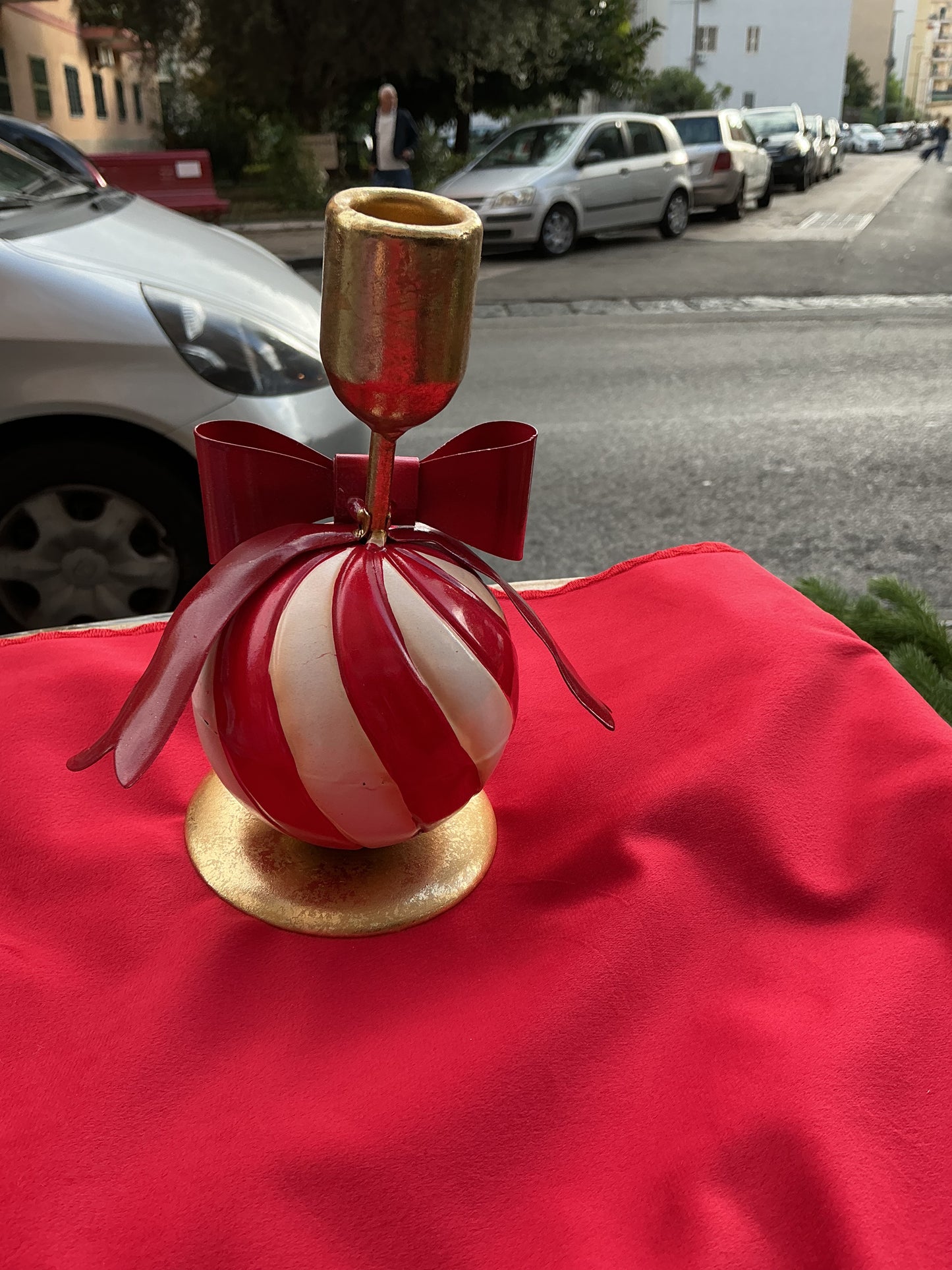 Porta candela ball fiocco