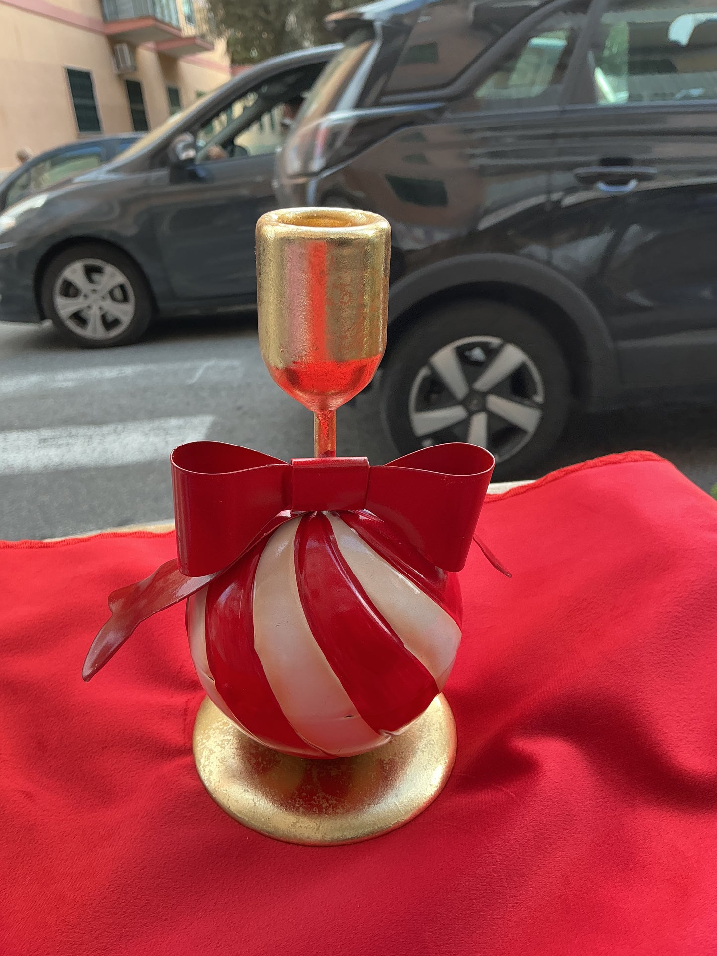 Porta candela ball fiocco