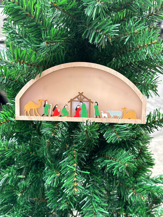 Presepe in legno luminoso