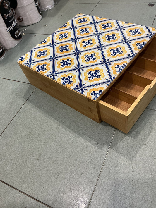 Porta cialde 30x30x10 in bambù e vetro