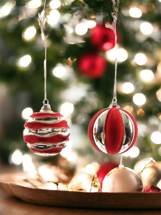 Palla Natale oro e rossa vetro