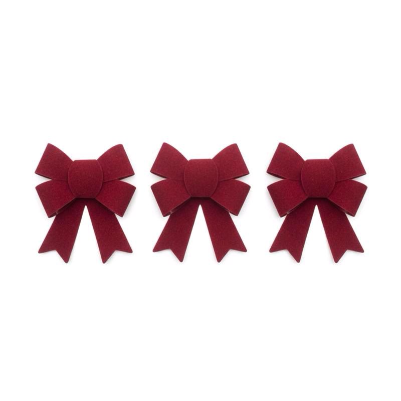 Set 6 fiocchi vellutati in plastica 7x8
