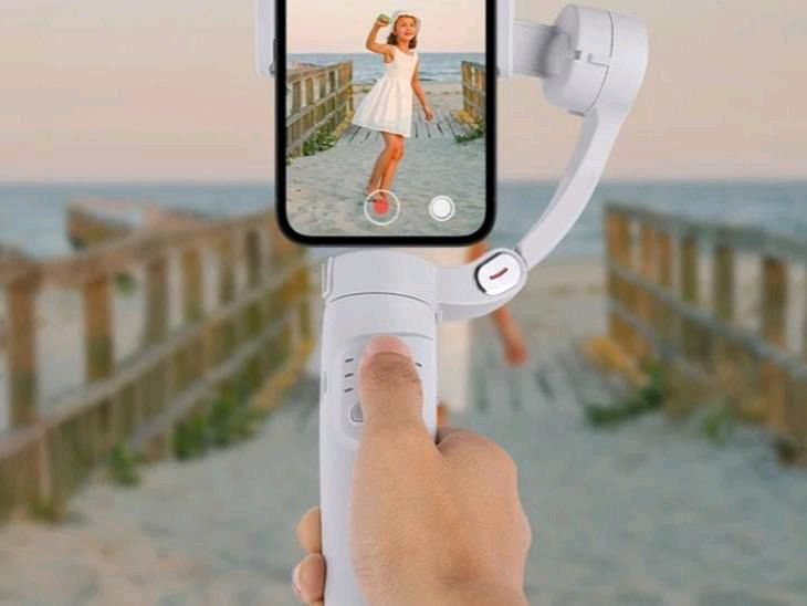 Stabilizzatore per smartphone, stabilizzatore a 3 assi per telefono, compatibile con iPhone e Android, monitoraggio AI, portatile e pieghevole,