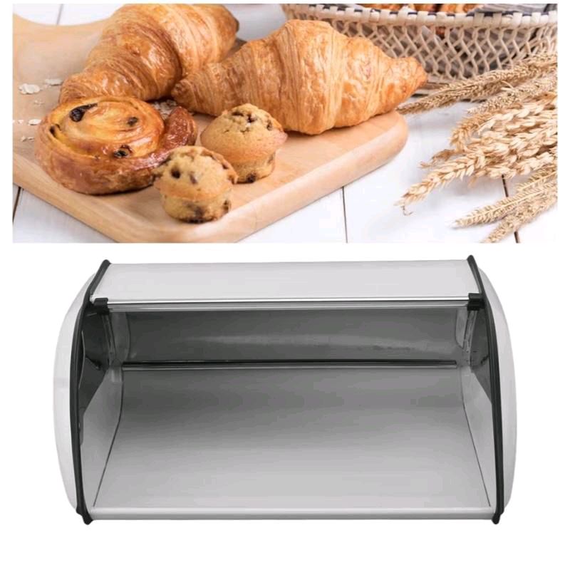 Scatola per Il Pane in Metallo, Scatola per Il Pane con Porta Arrotolabile, Custodia per Il Cestino del Pane 42x27xh18