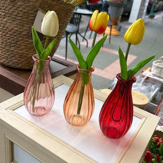 Vasi in vetro set da 3 pezzi 14 cm esclusi di fiori