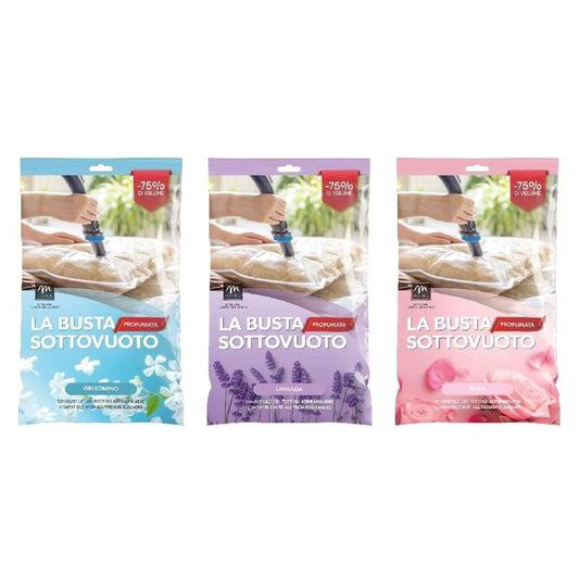 Set 3 buste sottovuoto 100x120 profumate ,antiacaro anti muffa