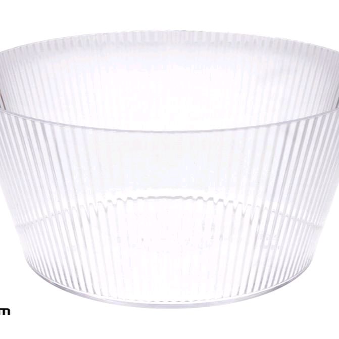 Set 2 Insalatiere in Plastica Trasparente con Design a Righe per Servizio di Insalate e Frutta