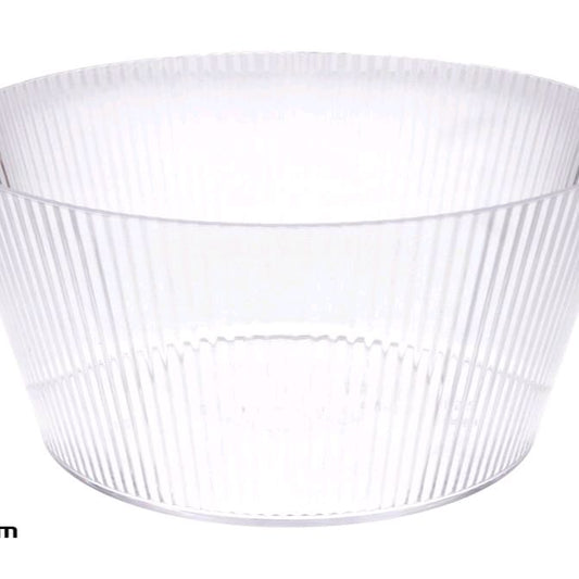 Set 2 Insalatiere in Plastica Trasparente con Design a Righe per Servizio di Insalate e Frutta