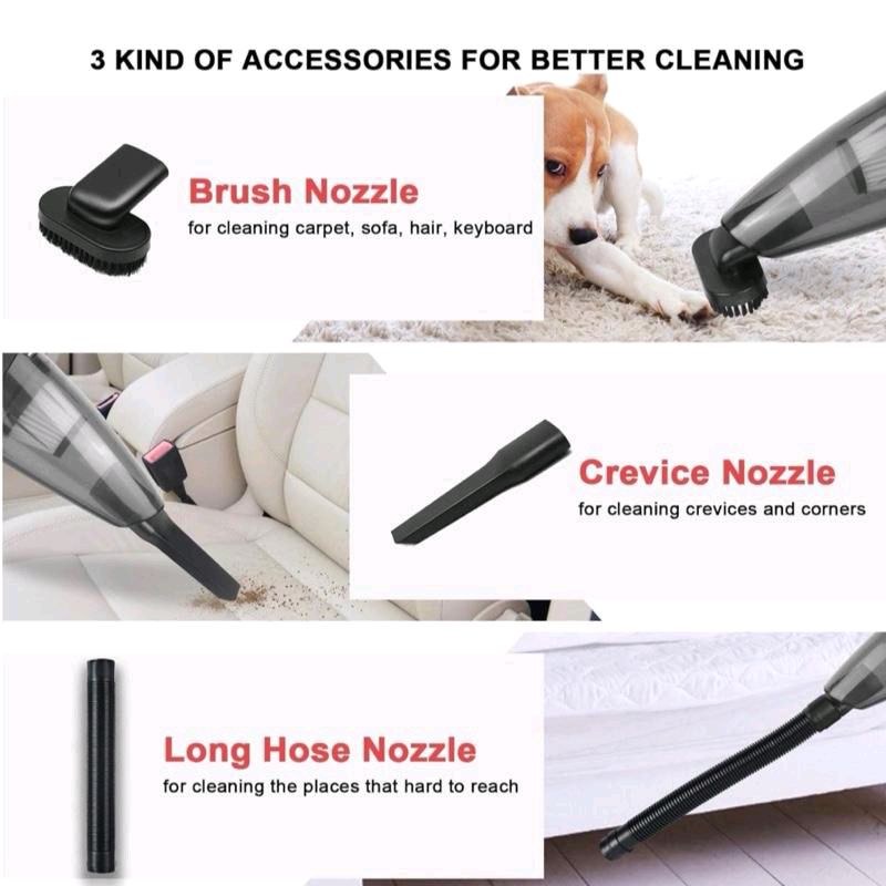 Aspirapolvere Senza Fili Auto Potente 120W 4.5k PA Umido e Secco 30 Minuti di Lavoro Aspirabriciole con Accessori Integrati