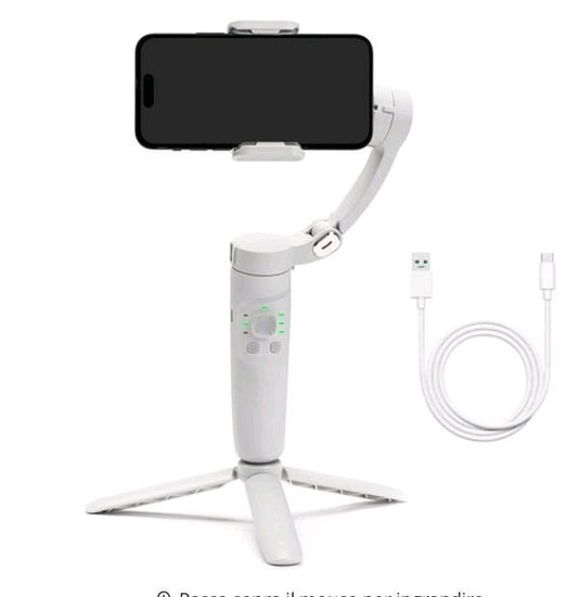 Stabilizzatore per smartphone, stabilizzatore a 3 assi per telefono, compatibile con iPhone e Android, monitoraggio AI, portatile e pieghevole,