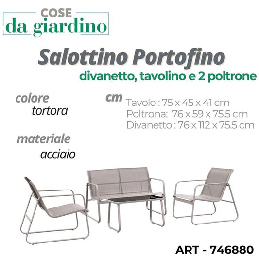 Salottino in ferro set da 4 divanetti +2 poltrone +tavolino con vetro